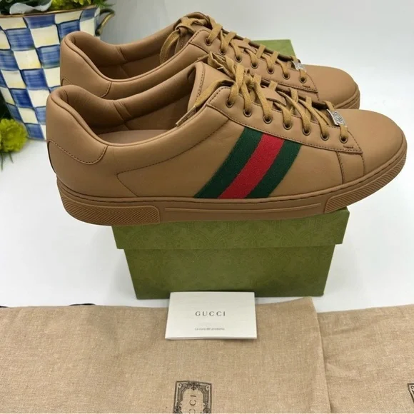 Mens Gucci ace Webb low top leather Sneakers size 11 fits 12 US made in Italy - Picture 7 of 13